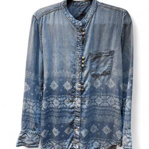 Jack's Girlfriend Women's Blue Denim Shirt with White Embellishments